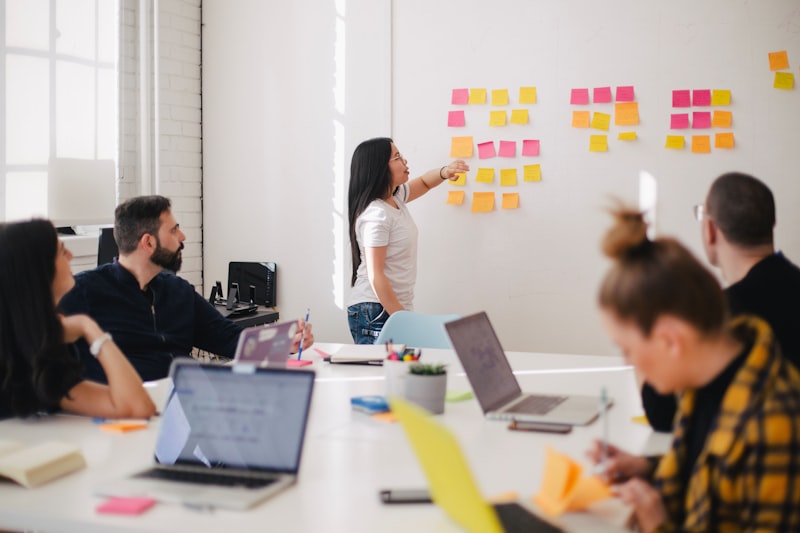 Marketing team discussing campaign strategy in a meeting