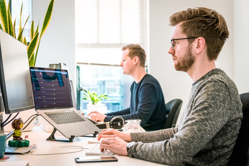 Creative team working together on digital marketing content